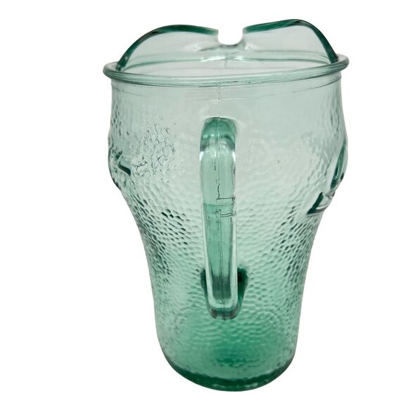 Coca Cola Pitcher 64 oz Fluted Ice Spout Vintage 70s Green Heavy Pebbled Glass - Picture 4 of 11